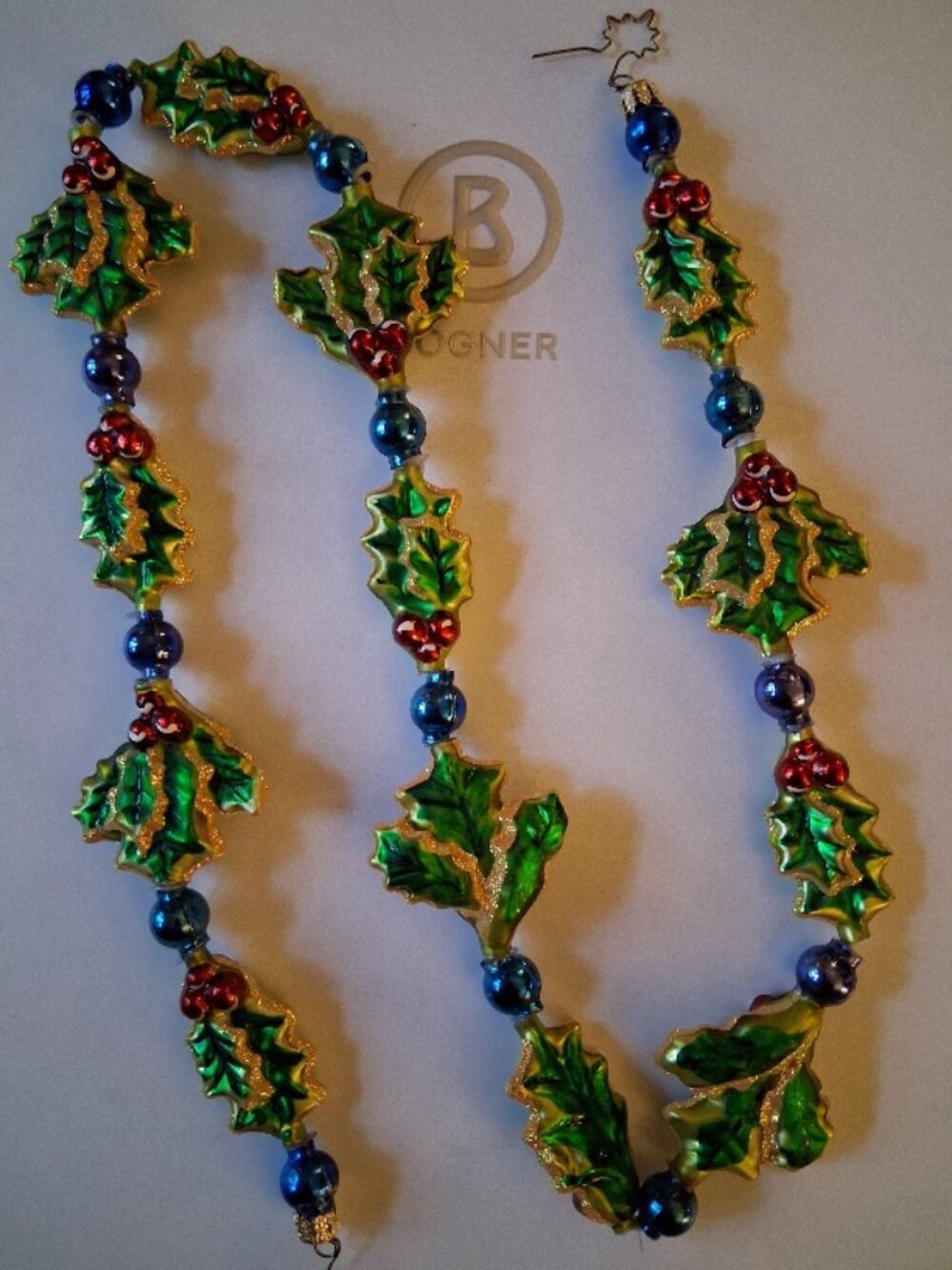 Vintage Christopher Radko Mistleberry Garland w/ Blue Beads ~Retired